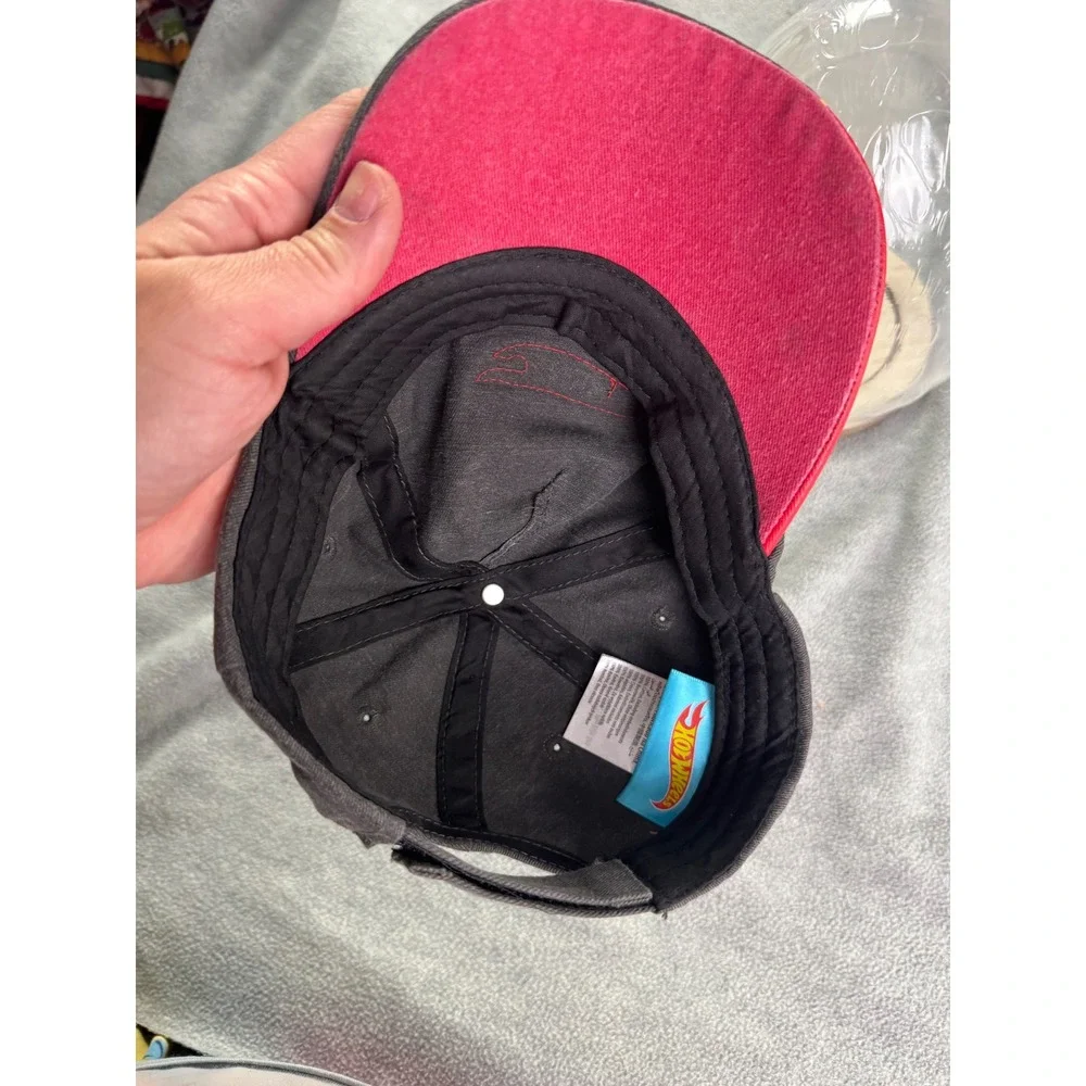 Hot Wheels Kids Baseball Hat Black Red Flame Graphic Adjustable Racing Cap